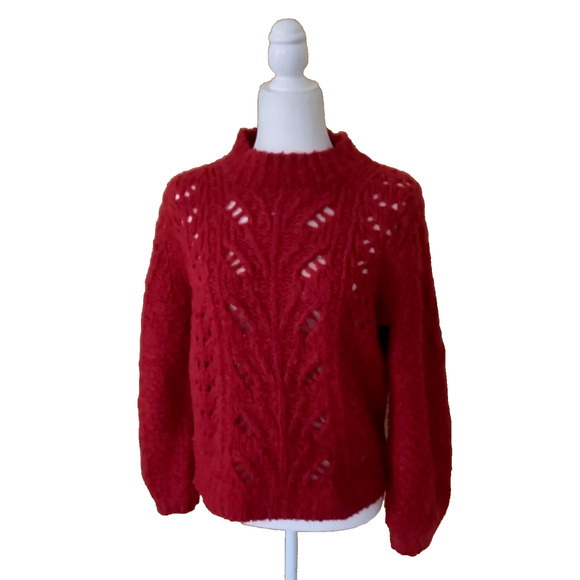 J. Crew Point Sur Womens Alpaca Wool Sweater XL Red Cabin Fisherman Preppy - Picture 1 of 6